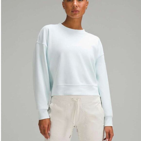 lululemon athletica Tops - Lululemon Softstreme Perfectly Oversized Cropped Crew Sheer Blue